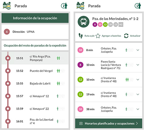 dos pantallas app Tu Villavesa ocupaciones 2021 web